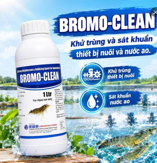 OPS BROMO-CLEAN 1 LÍT - Hỗ trợ khử trùng ao nuôi, sát trùng dụng cụ