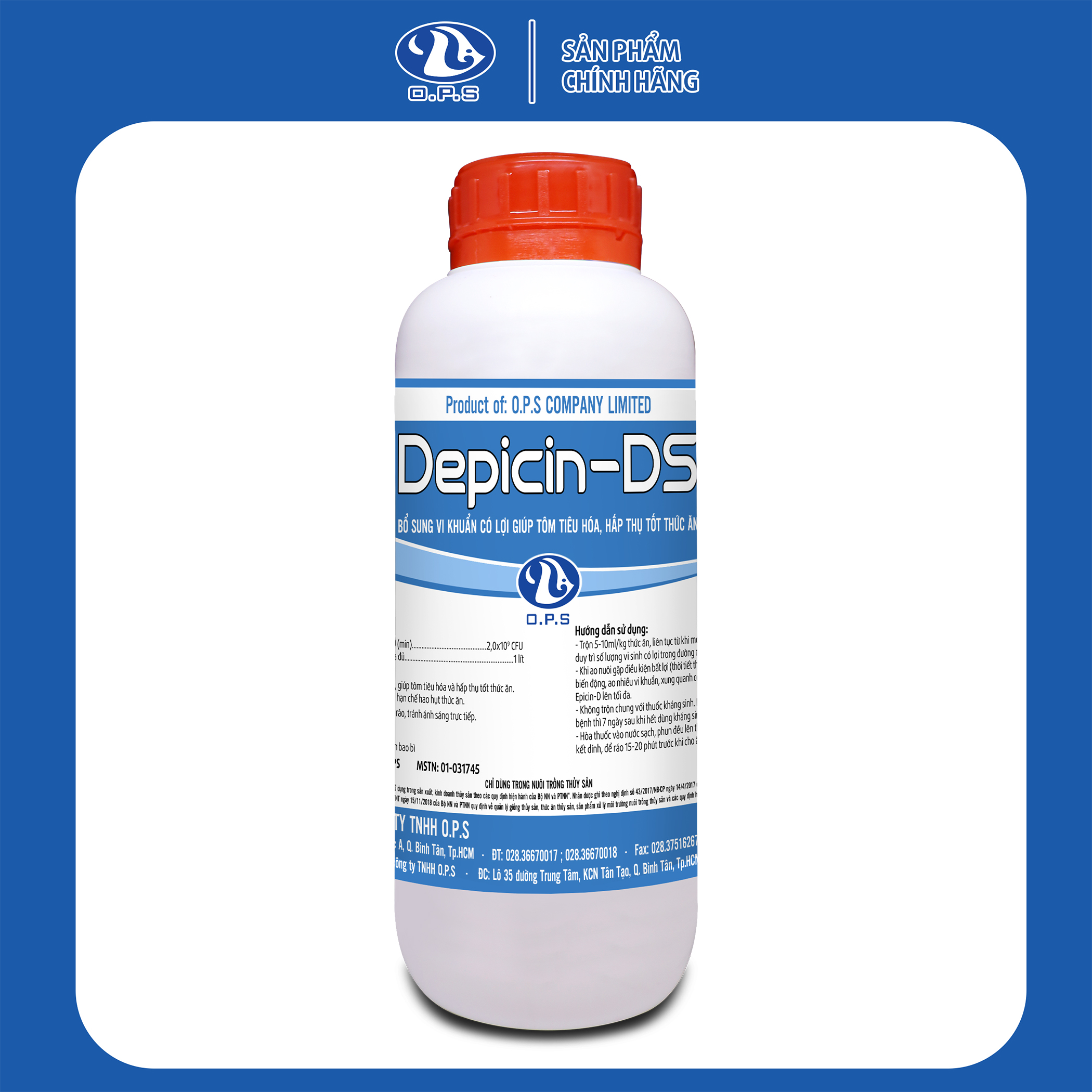 DEPICIN-DS 1 LÍT - Bổ sung vi khuẩn có lợi giúp tôm tiêu hóa, hấp thụ tốt thức ăn