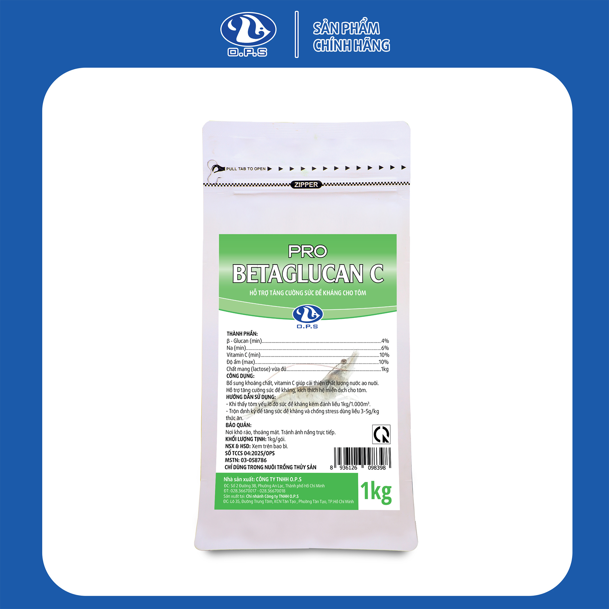 PRO BETAGLUCAN C 1KG - HỖ TRỢ TĂNG CƯỜNG SỨC ĐỀ KHÁNG CHO TÔM