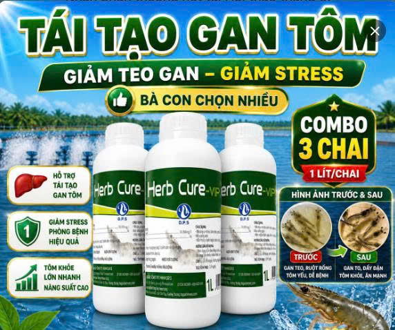 [ COMBO 3 CHAI ] OPS Herb Cure 1 LÍT  - Bổ sung sorbitol giúp cải thiện chuyển hóa và hỗ trợ hoạt động tiêu hóa của tôm.
